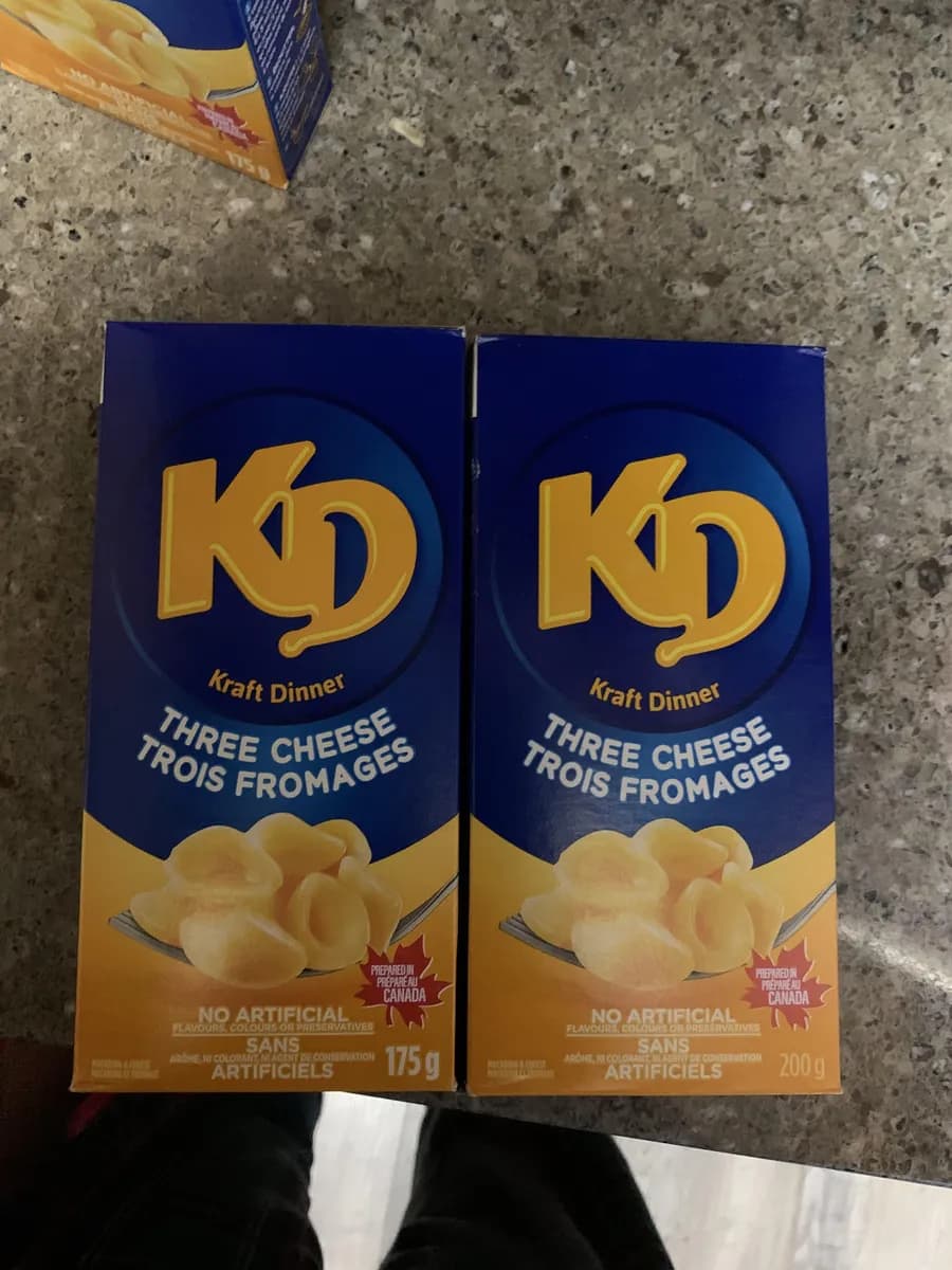 Kraft Kraft Dinner Three Cheese — 200g to 175g