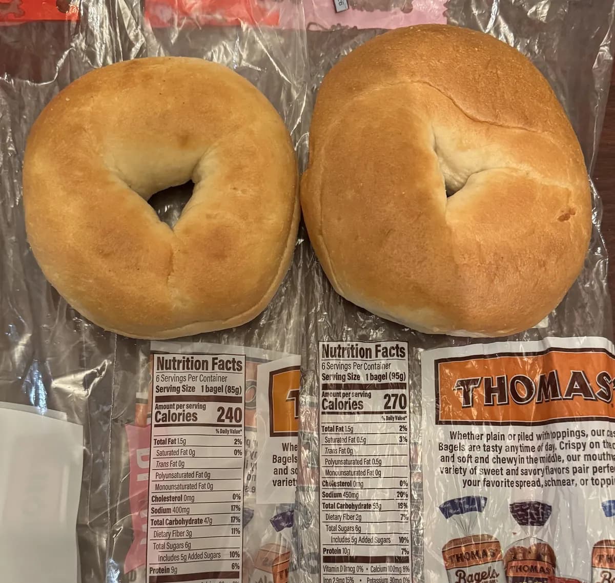 Thomas bagels — 510g to 455g