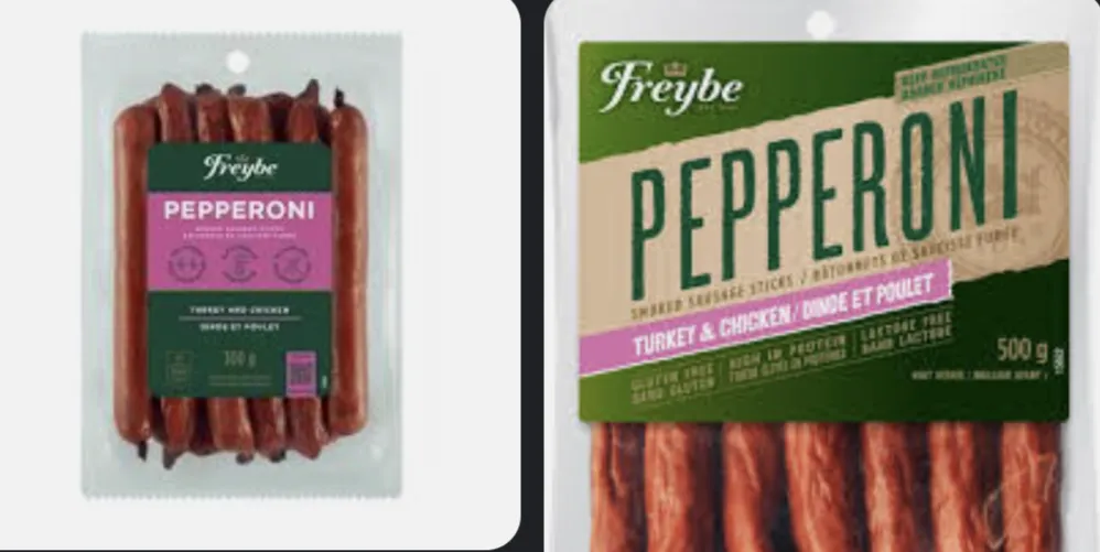 Freybe turkey and chicken pepperoni sticks — 500g to 300g