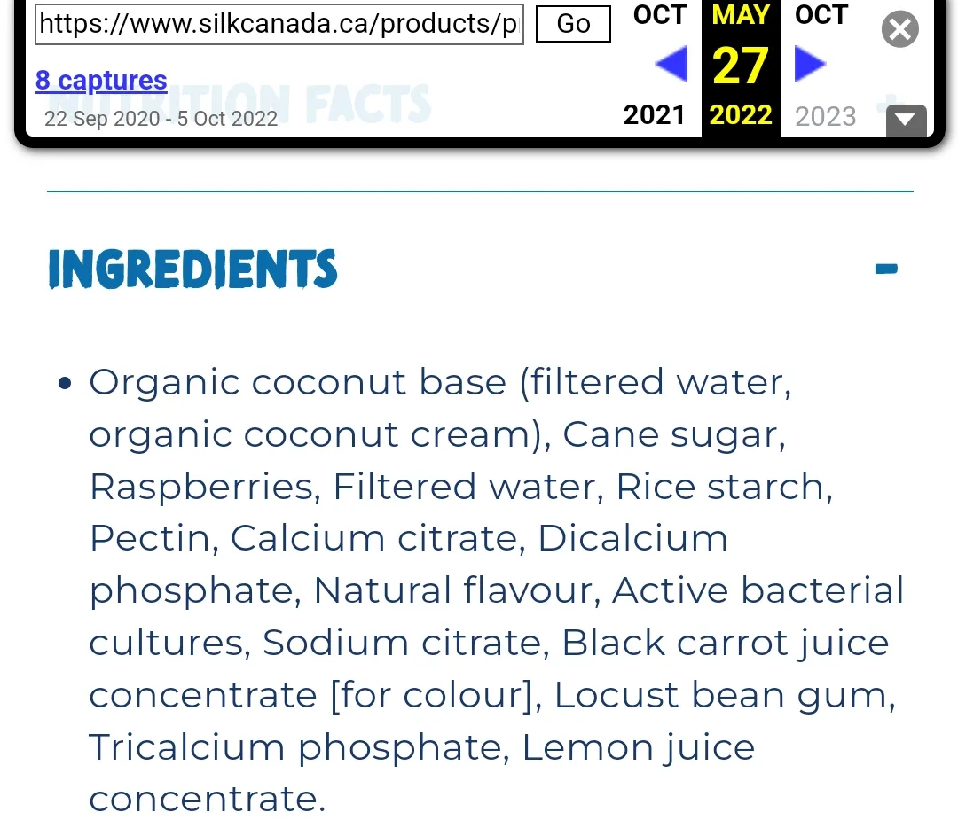 Silk Coconut-Base Raspberry Yogurt package