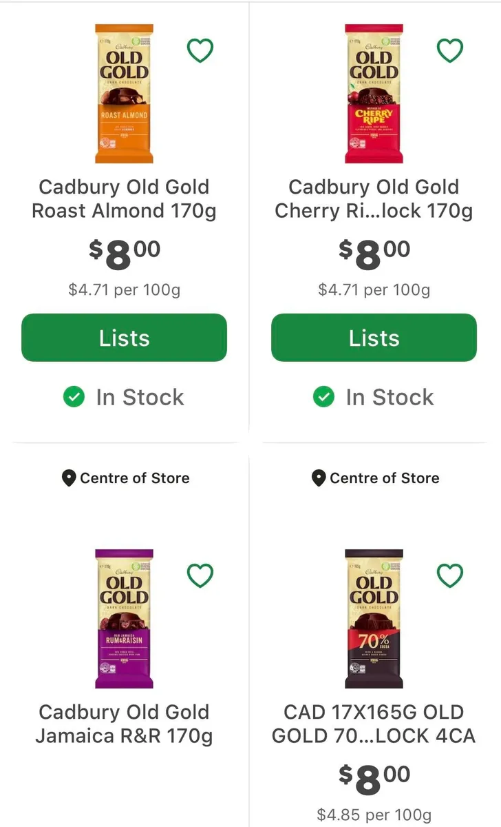 Cadbury Old Gold package