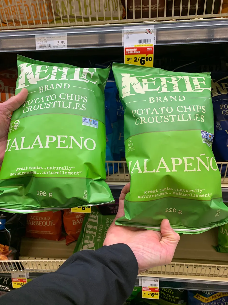 Kettle Kettle Chips — 220g to 198g
