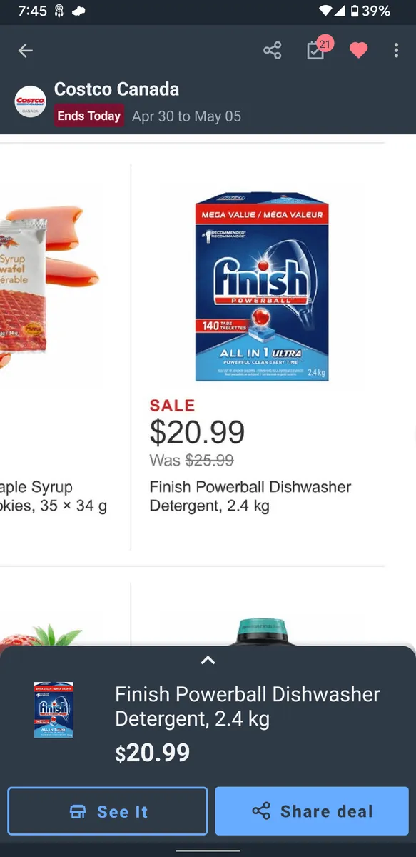 Finish dishwasher tabs — 115ct to 105ct
