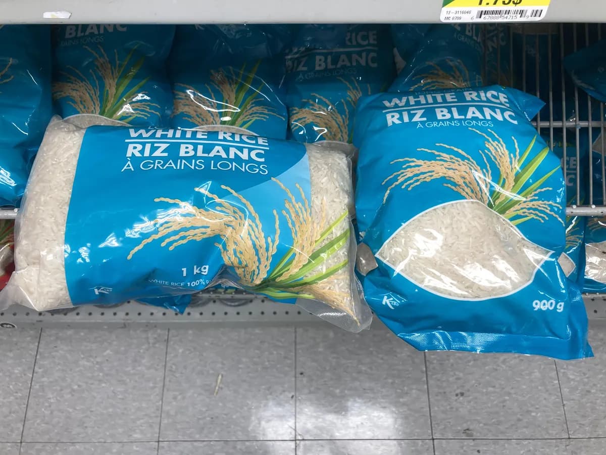 Dollarama White Rice — 1000g to 900g