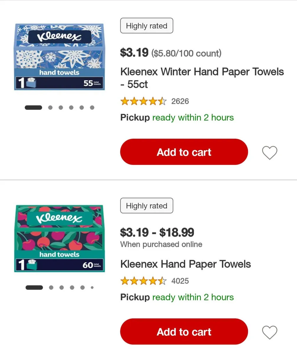 Kleenex Hand Towels — 60ct to 55ct