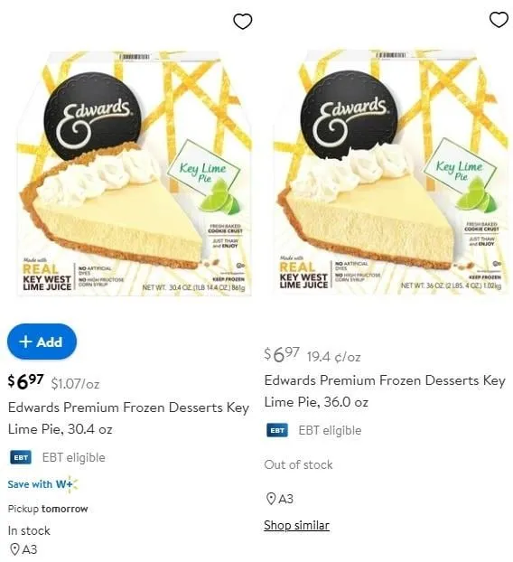 Edwards Key Lime Pie — 36oz to 30.4oz