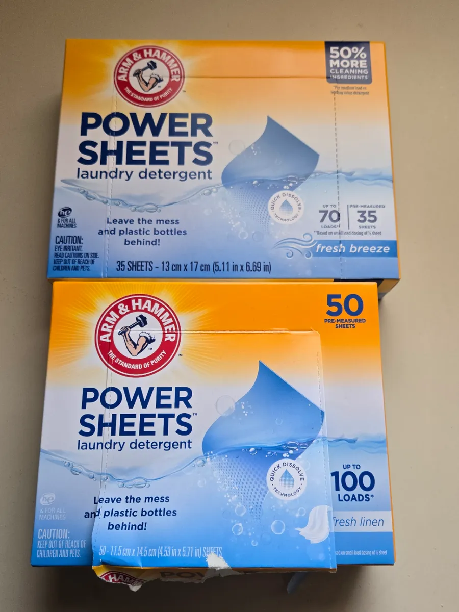 Arm & Hammer detergent sheets — 100ct to 70ct