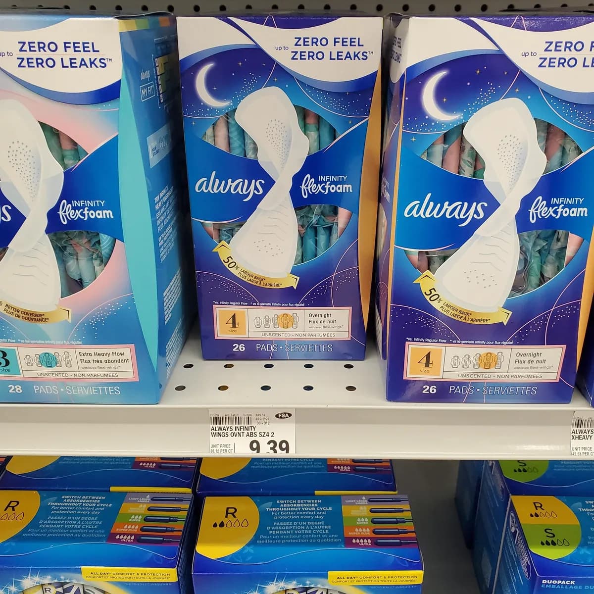 Always maxi pads — 38ct to 26ct