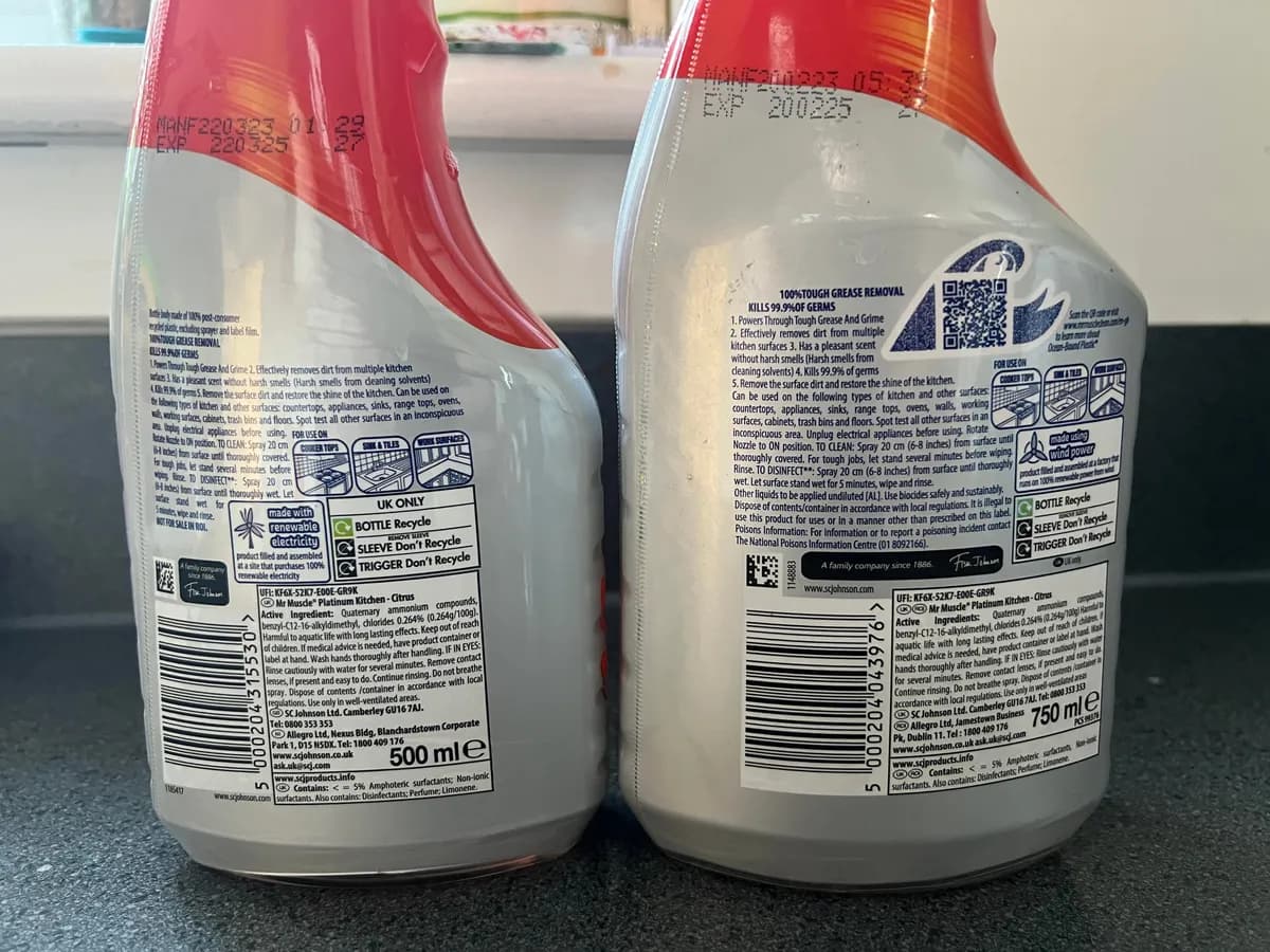 Mr Muscle Mr Muscle cleaner — 750ml to 500ml