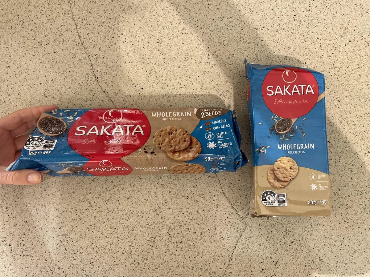 Sakata Rice Crackers — 90g to 80g