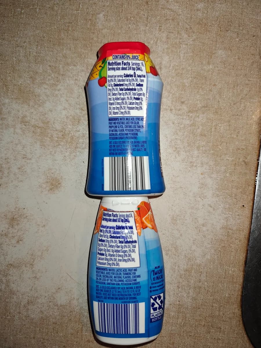 Aldi water flavoring package photo