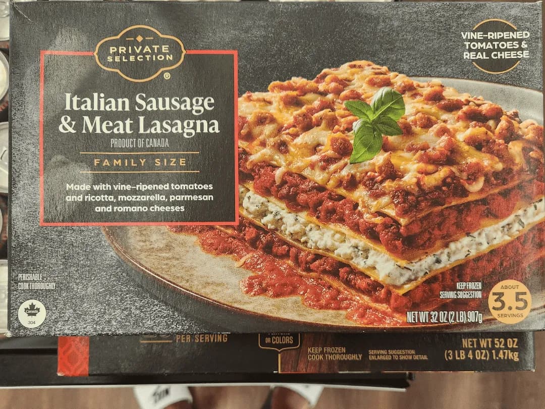Kroger Lasagna package photo