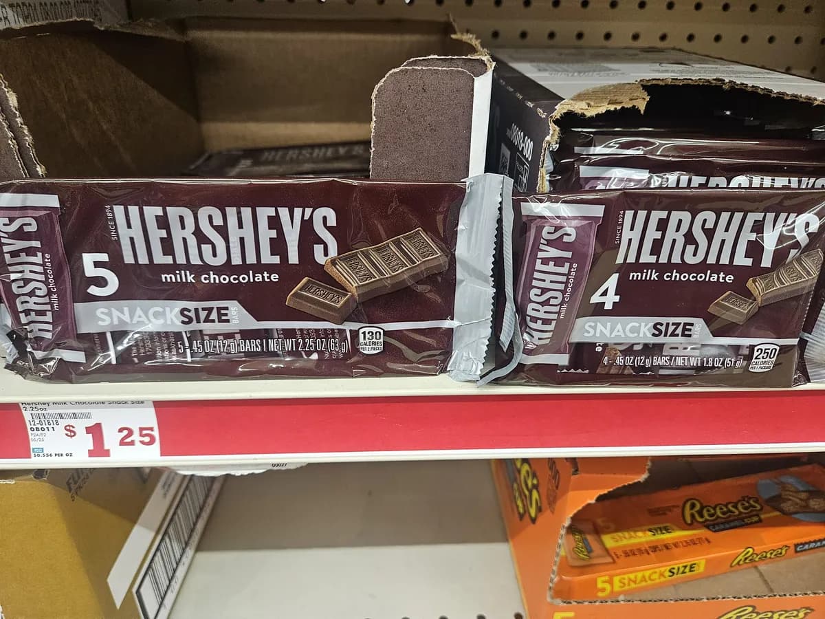 Hershey Milk Chocolate Snack Size package