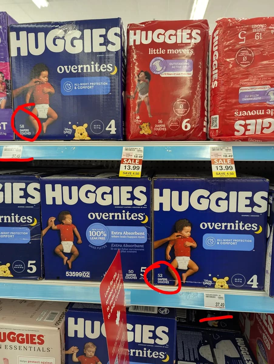 Huggies Overnight Diapers — 58ct to 52ct