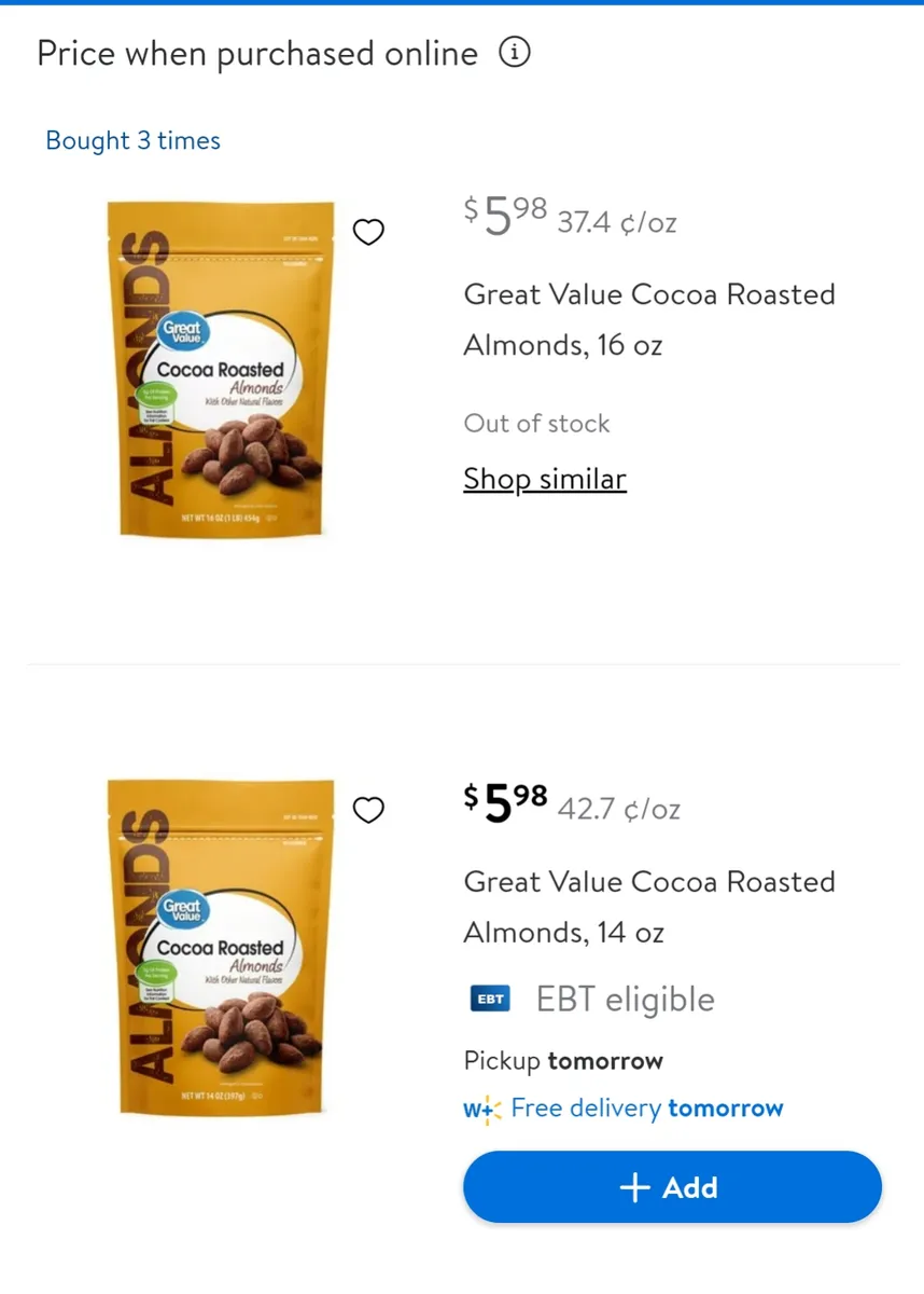 Great Value Cocoa Roasted Almonds package