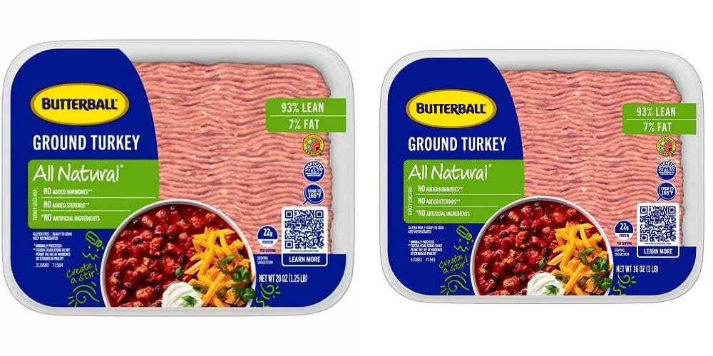 Butterball 93/7 Ground Turkey — 20oz to 16oz