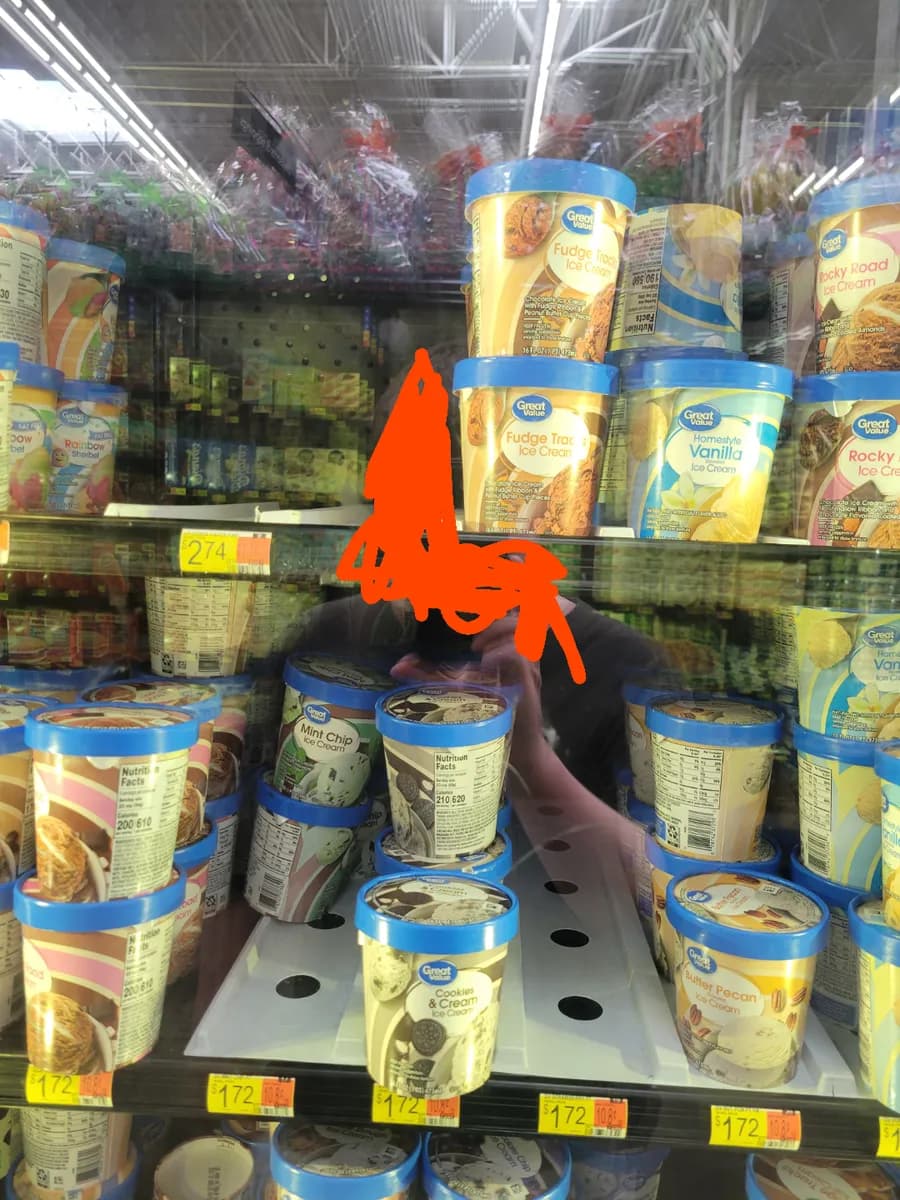 Great Value ice cream — 2.37L to 1.77L