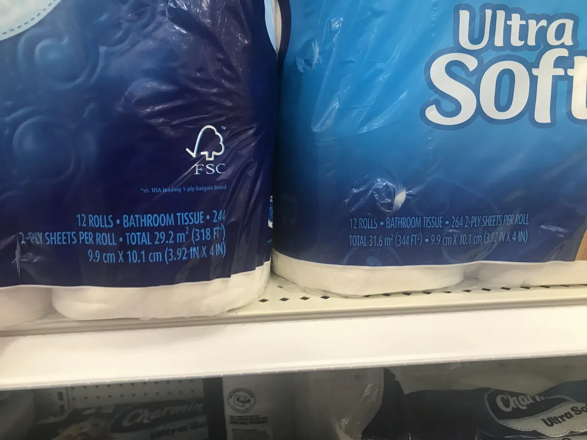 Charmin Ultra Soft Mega pack — 264ct to 244ct