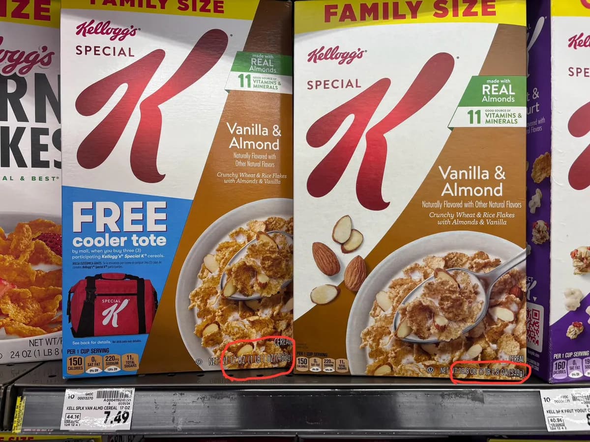 Kellogg Special K Vanilla & Almond — 24oz to 17.2oz