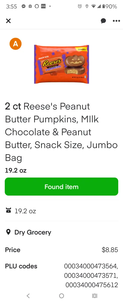 Hershey Jumbo Halloween bag package