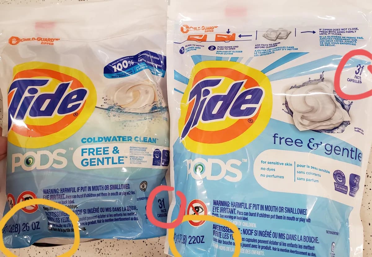 Tide Tide Pods Free & Gentle — 26oz to 22oz