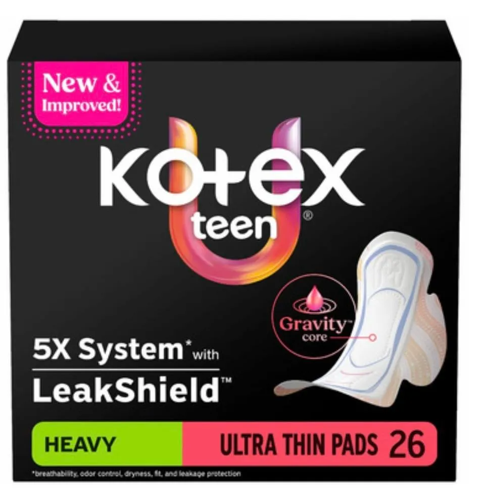 Kotex Kotex U Teen Pads — 28ct to 26ct