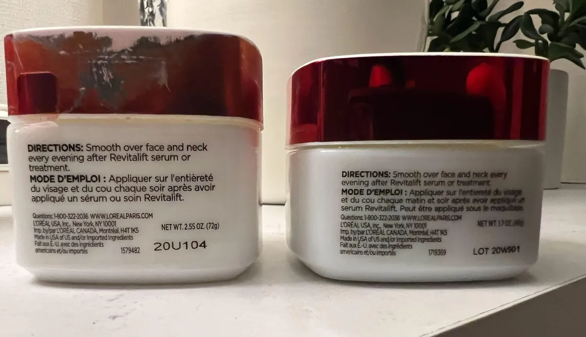 L'Oreal Night Cream — 2.55oz to 1.7oz