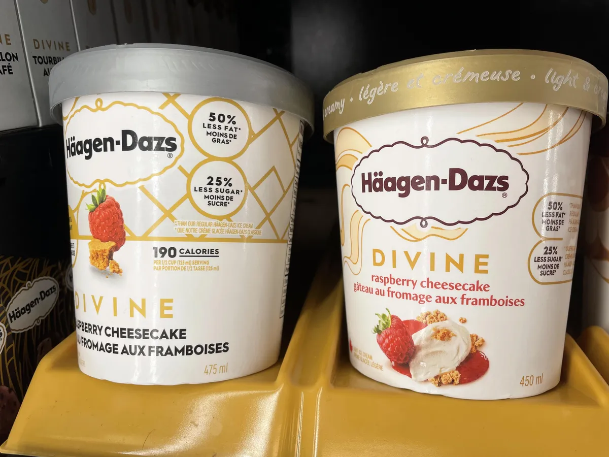 Haagen-Dazs Divine — 475ml to 450ml