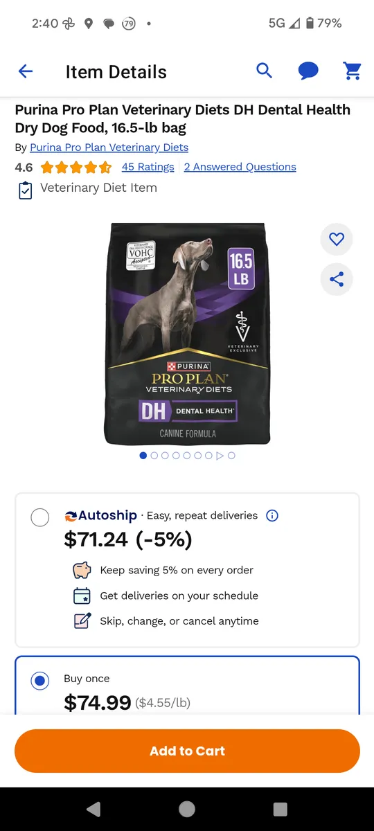 Purina Purina Dental Dog Food — 18lb to 16.5lb