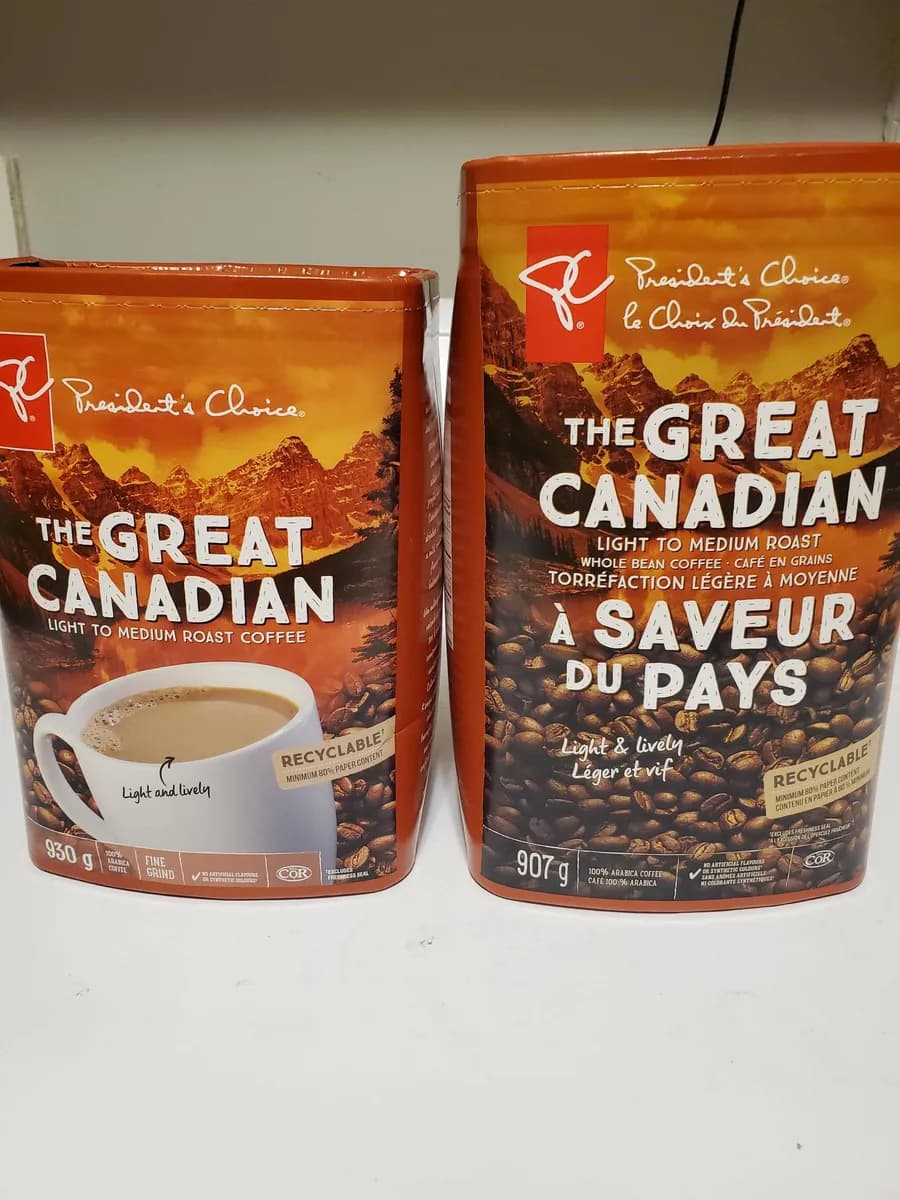 PC The Great Canadian Light to Medium Roast Coffee package photo