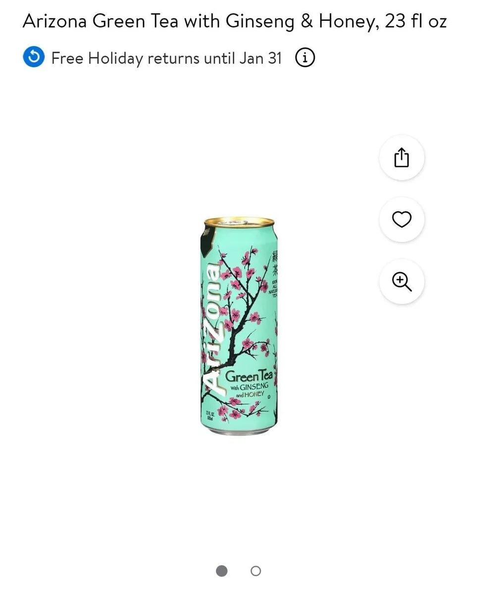 Arizona Green Tea — 23fl oz to 22fl oz
