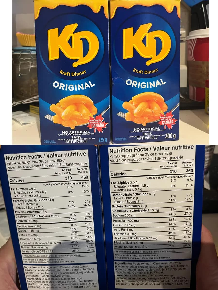 Kraft Kraft Dinner — 225g to 200g