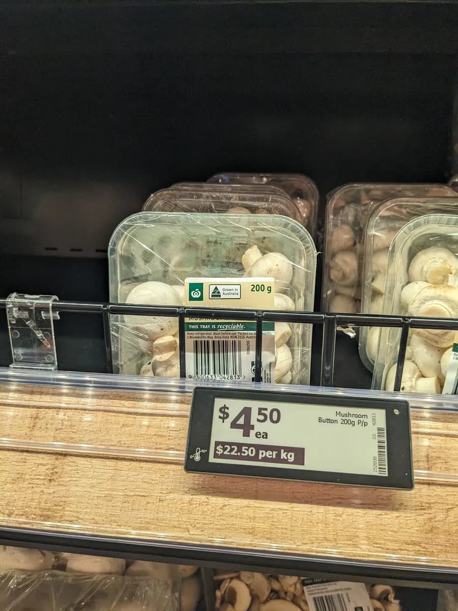 Woolworths mushrooms package photo