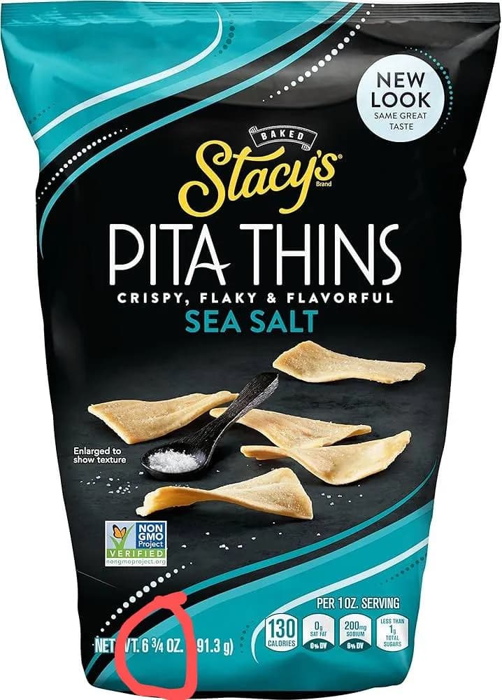 Stacy's Pita Thins — 8oz to 6.75oz