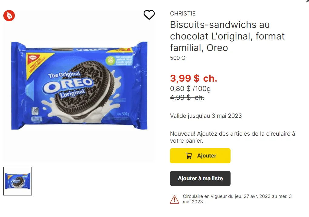 Nabisco Oreo Family Size package