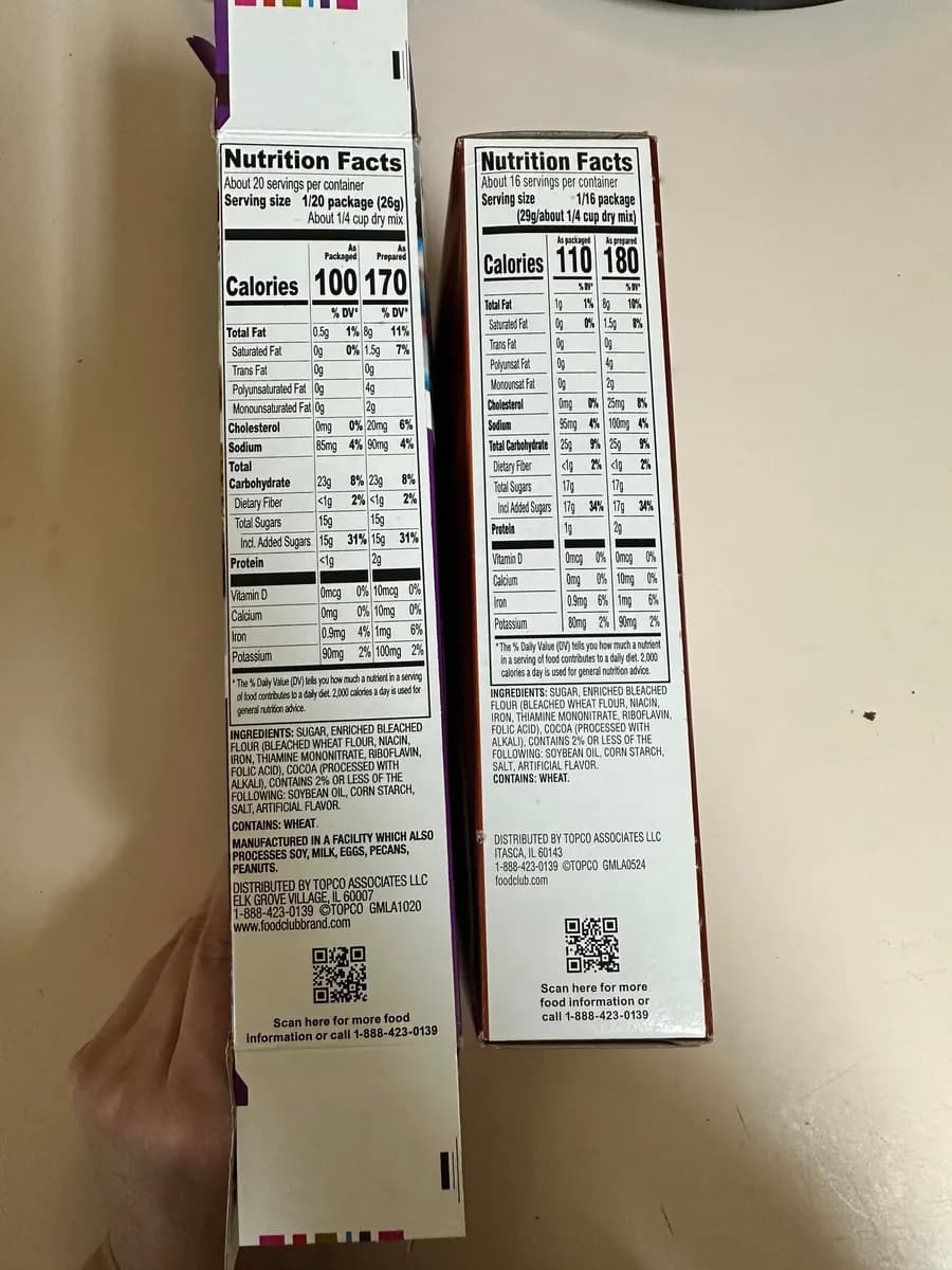 Food Club Brownies — 18.3oz to 16.3oz