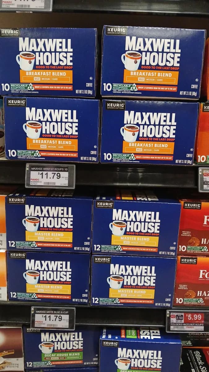 Maxwell House Keurig coffee pods — 12ct to 10ct