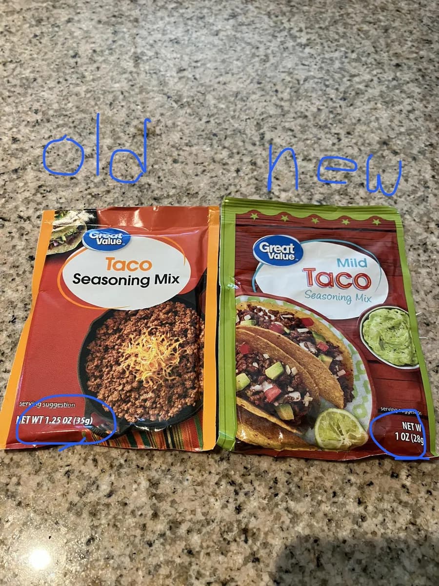 Great Value Taco Seasoning — 1.25oz to 1oz