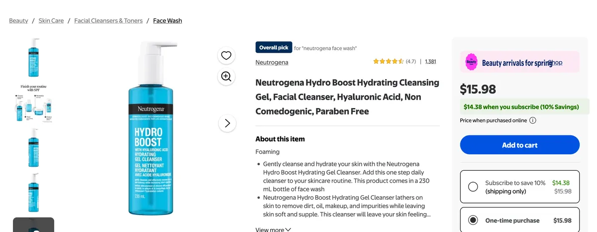 Neutrogena Hydro Boost Cleanser package