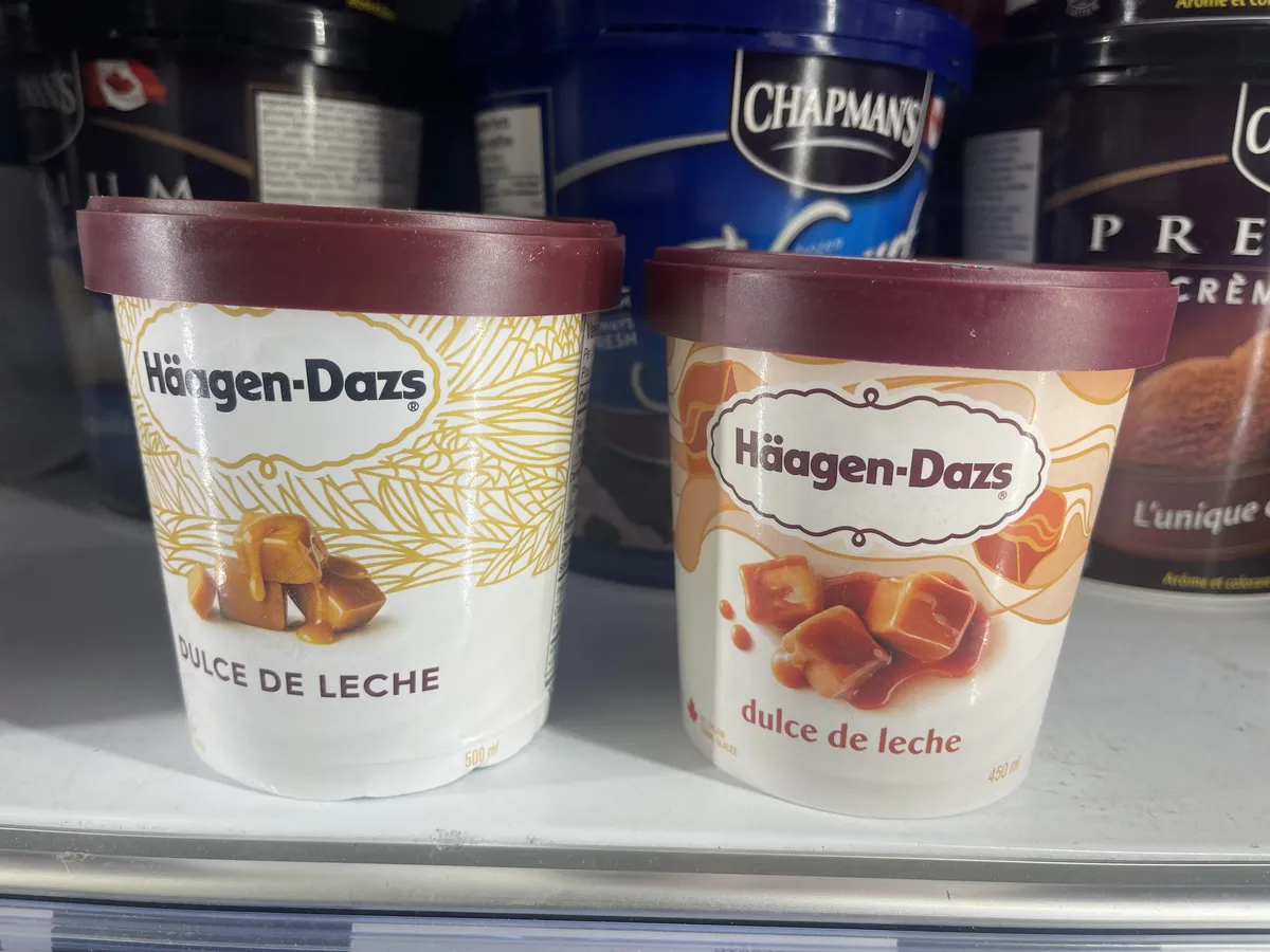 Haagen-Dazs Ice Cream — 500ml to 450ml