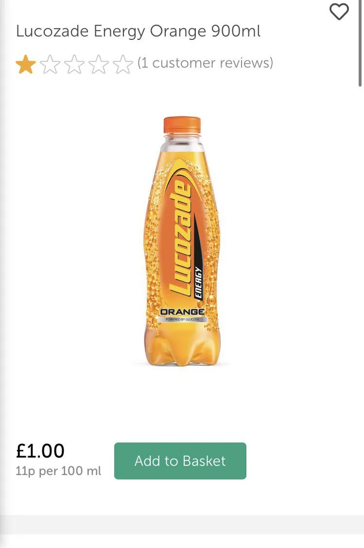 Lucozade Lucozade — 1000ml to 900ml