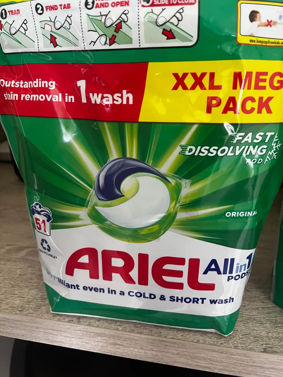 Ariel washing pods — 61ct to 51ct