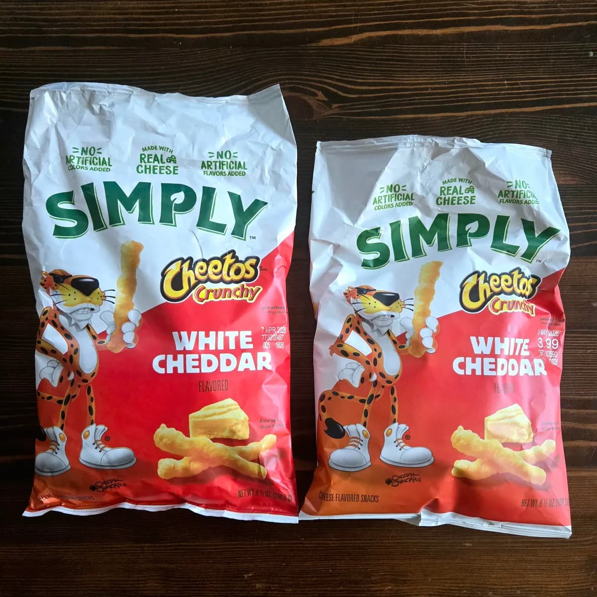 Frito-Lay Simply branded chips and Cheetos — 9.75oz to 7.75oz