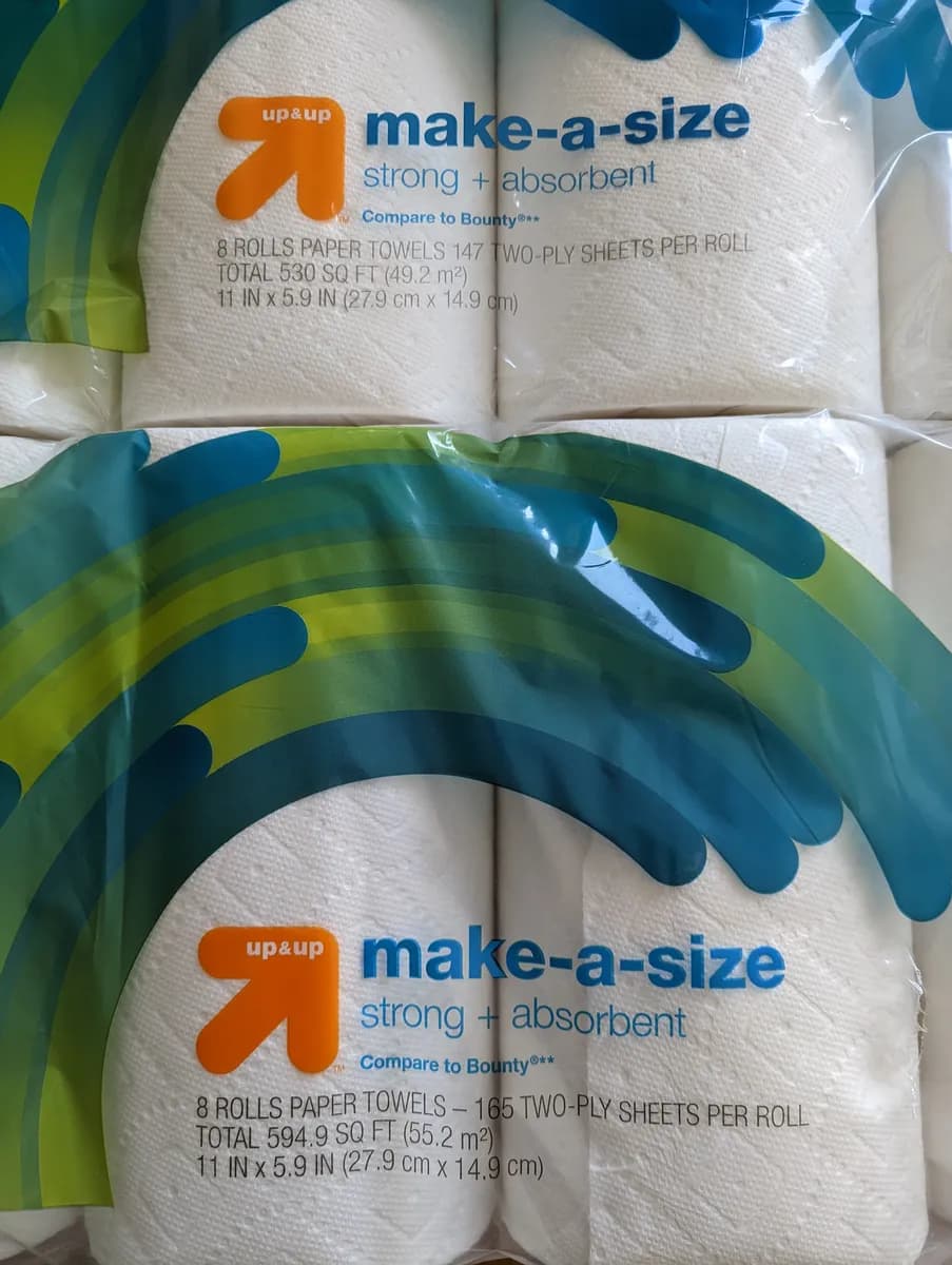 Target Make-A-Size Paper Towels — 594.9sq ft to 530sq ft