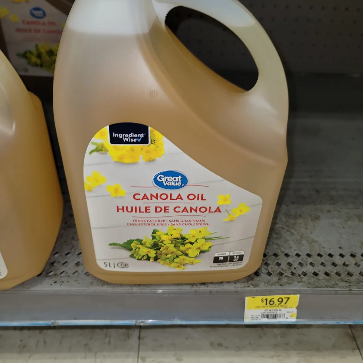 Great Value Canola / Vegetable Oil — 5L to 2.84L