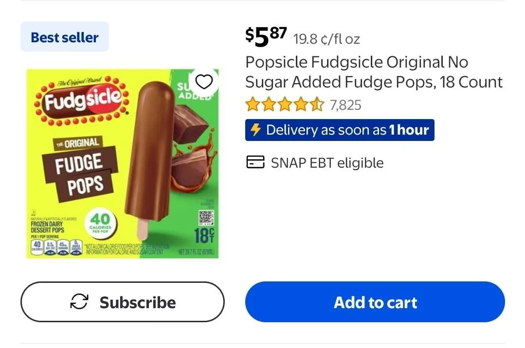 Fudgsicle Fudge Pops — 20ct to 18ct