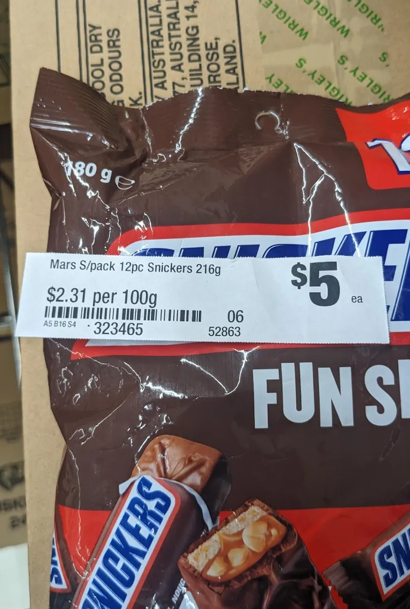 Mars Snickers 12 pack package