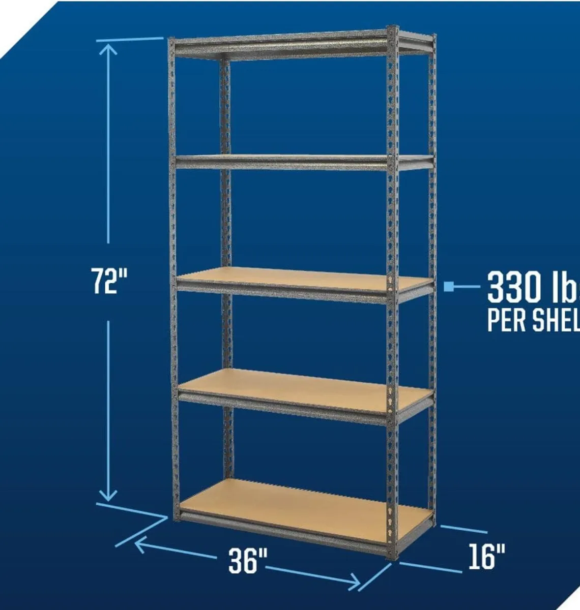 Crappy Tire Shelving unit — 18in to 16in