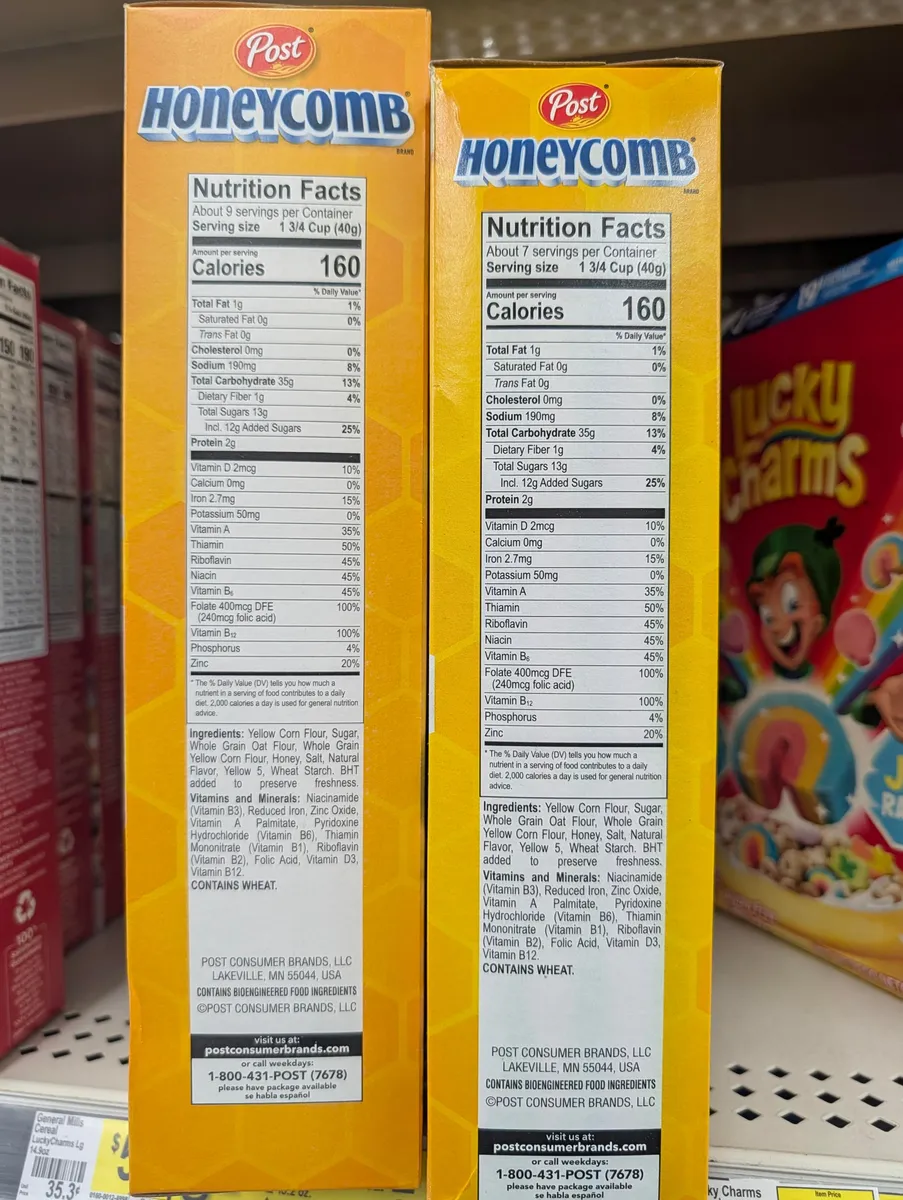 Honeycomb Honeycomb cereal — 12.5oz to 10oz